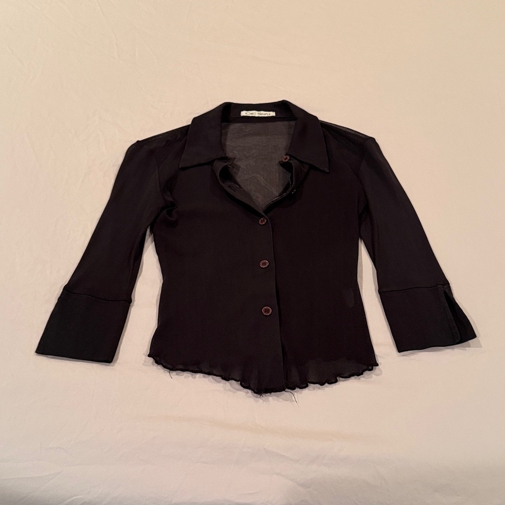 Simple Black Ruffle-Hem Blazer Jacket